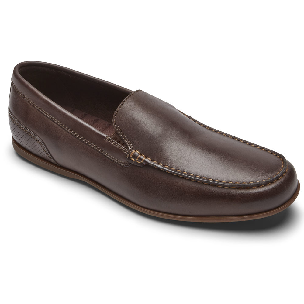 Rockport Singapore Mens Slip-On - Malcom Venetian Dark Brown - QS6123487